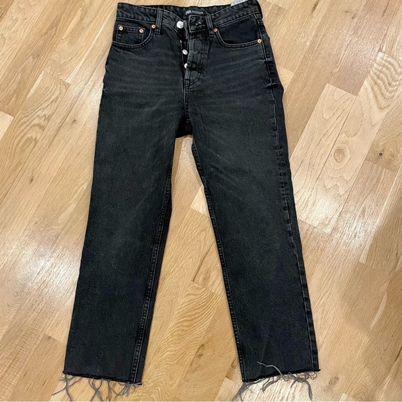 Zara Jeans Zara Straight Leg Jeans With Raw Hem Poshmark
